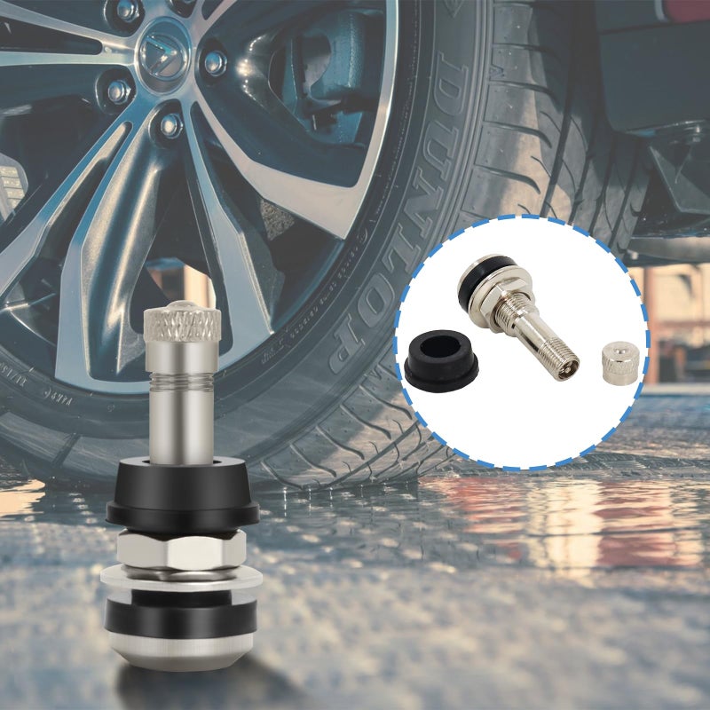 Ketofa TR-416 Metal Tire Valve Stems, Outer Mount Fits 0.453" & 0.625" Rim Holes Long 1 1/2", Silver (8 Pcs) - Image 4